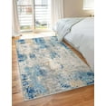 thumbnail image 3 of Moynesa 3'x5' Modern Abstract Area Rug,Washable Bedroom Rug Soft Throw Entry Mat Contemporary Faux Wool Non-Slip Stain Resistant Carpet for Living Room Kitchen Bath Office, Blue, 3 of 7