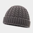thumbnail image 3 of AWZXDE Unisex Solid Color Casual Warm Retro Braided Knit Hat Cap for Outdoor Fashion Hat Cozy Winter Hats for Women and Men Grey,One Size, 3 of 3
