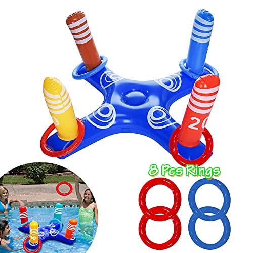 8Pcs Rings Multiplayer Water Pool Game Inflatable Pool Ring Toss Game