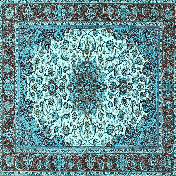 Ahgly Company Indoor Square Persian Light Blue Traditional Area Rugs, 5' Square