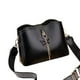 thumbnail image 2 of Women's Soft Washed Leather Shoulder Bag Multi-Zip Large Capacity Handbag With Bow Shell, Black, 2 of 9
