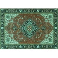 thumbnail image 1 of Ahgly Company Indoor Rectangle Medallion Turquoise Blue Traditional Area Rugs, 4' x 6', 1 of 4
