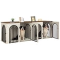 thumbnail image 3 of 86.6" Dog Crate Furniture for 2 Dogs, Heavy Duty Wooden Kennel with Divider & Cushion for Large Dogs, White Brown, 3 of 11