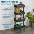 thumbnail image 3 of 4-Tier Metal Rolling Utility Storage Cart, Multipurpose Organization, 3 of 9
