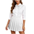 thumbnail image 5 of Pleated Skirt for Women Ihhxva High Waist Mini Elastic School Uniform A-Line Flared Fit Cotton Casual Office Daily Wear Spring XS-3XL, 5 of 9