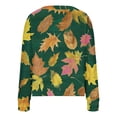 thumbnail image 3 of Cárdigan informal con estampado de hojas para mujer, chaqueta con botones, blusa de poliéster, para otoño e invierno, 3 of 4