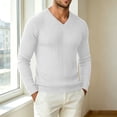 thumbnail image 6 of ZVAVZ V Neck Knit Tee Shirts for Men Long Sleeve Textured Tops Fall Casual Gym Athletic Shirts Stretchy Workout Running T-Shirt White S, 6 of 7