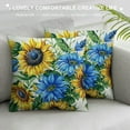 thumbnail image 3 of JEUXUS  Ink Painting Watercolor Yellow Sunflowers Blue Flowers Summer Decorative Throw Pillow Cover Case Home Living Room Bed Sofa Car, 3 of 5