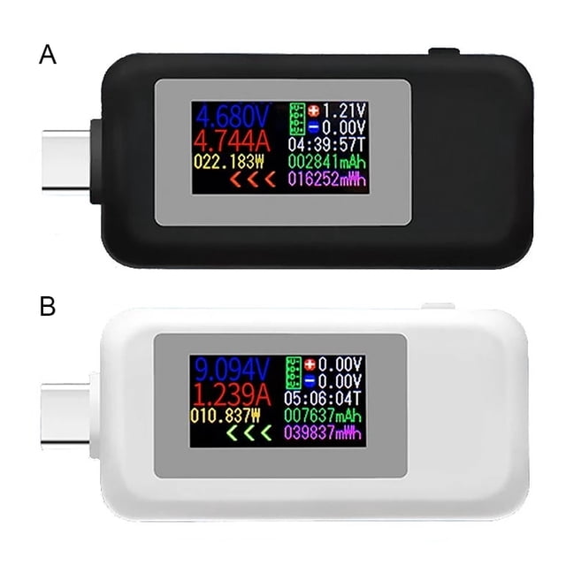 Type-C USB Tester Memory Function Current Voltage Meter Precise Type-C USB 4-30V 0-5A Digital Electric Ammeter Indicator Testing Machine Black