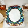thumbnail image 5 of jejeloiu Peacock Rainbow Glass Queen 4-Piece Reversible Ultra Soft Boho Floral Sheet Set, 5 of 7