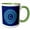 Green/White, variant on 3drose, Monogram G Blue Hued Mandala on Royal Blue Muted Grunge Damask, 15oz Two-tone Blue Mug