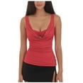 thumbnail image 2 of Summer Tank Tops For Women Solid Color Sleeveless Slim U-Neck Red Summer Waistcoat S-L, 2 of 4