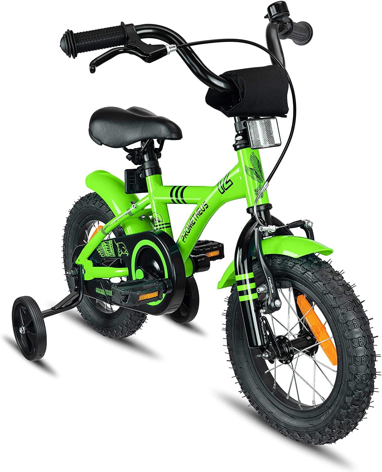 Prometheus 12” Kids Bicycle Bike with Training Wheels Green New 
