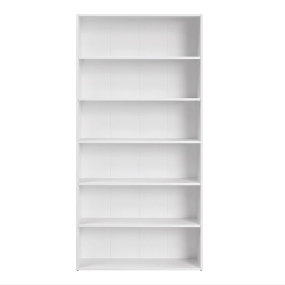 LEDREM 6-Tier Bookcase, Open Storage Shelf, Tall Book Shelf for Home Office, Living Room, Dining Room, White