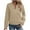 Khaki, variant on USSUMA Womens Full Zipper Sweatshirt Jackets Textured Long Sleeve Cardigan Zipper Jacket Casual Loose Outwear with Pockets Holiday Saving