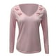 thumbnail image 3 of ICHUANYI Liquidación Moda Mujer Casual V-Cuello Manga Larga Camisa Blusa Tops ICHUANYI WER202308246741, 3 of 4