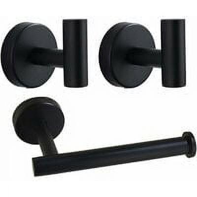 Juego de accesorios de baño, 3 toalleros, juego de papel higiénico, soporte de acero inoxidable para baño, cocina, baño negro STOL
