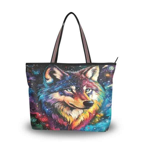 Women's Tote Handbag Cloth Handbag Large Tote Bag Shopping Bag Star-studded Wolf