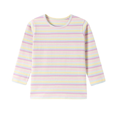 Timegard Toddler Boys Girls Clothes Unisex Kids Striped Cotton Crewneck Long Sleeve Tops Comfy Loose Undershirts Sweatshirts