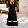 thumbnail image 6 of Wycnly Summer Dresses for Women Formal Dresses for Women Party Prom Elastic Waist Puff Sleeve A Line Long Dress Women Vintage Striped Print Square Neck Short Sleeve Maxi Sun Dresses, 6 of 7