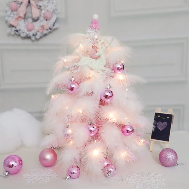 Xihbxyly Oferta de Hoy Árbol de Navidad para Niñas, 23,6 Pulgadas, Mini Árbol de Navidad Artificial Mesa, Árbol de Navidad para Niñas Diy E Iluminación Led y Colgantes Decorativos, Hongos y Pilas