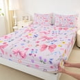 thumbnail image 3 of Feelyou Kawaii Princess Bowknot Full Size Sheets, Cartoon Flower Floral Bed Sheets, Spring Leaf Botanical Sheet Sets, Breathable Home Decor, 4 Pieces, 3 of 7