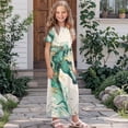 thumbnail image 3 of Uourmeti Girls Elegant Maxi Dress, Green Horse Printed Short Sleeves Dress with Pockets Summer Long Holiday Dresses, Size 13-14 Years, 3 of 7