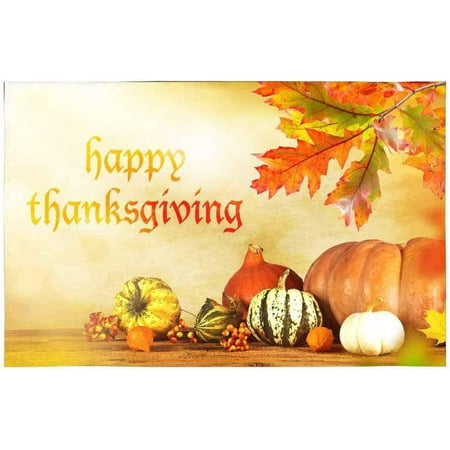

ECZJNT Happy Thanksgiving Pumpkin Placemat Plate Holder Set of 4 Table Mats Protector 12x18 inch