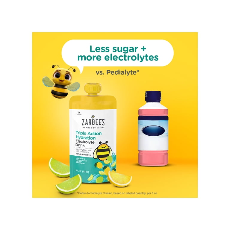 4 pack) Zarbee's Kids Triple Action Hydration Electrolyte Drink, 3