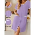 thumbnail image 4 of Avidlove Nightgowns for Women Button Down Bamboo Viscose Nightshirts Short Sleeve Sleepshirt Crew Neck House Dress with Pockets Sleepwear, 4 of 7