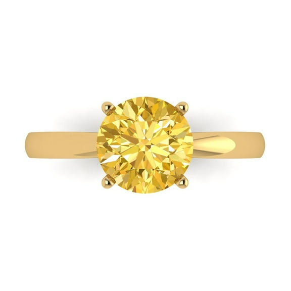 Solitaire Engagement Ring for Women - 2ct Natural Citrine in 14K Yellow Gold Promise Ring