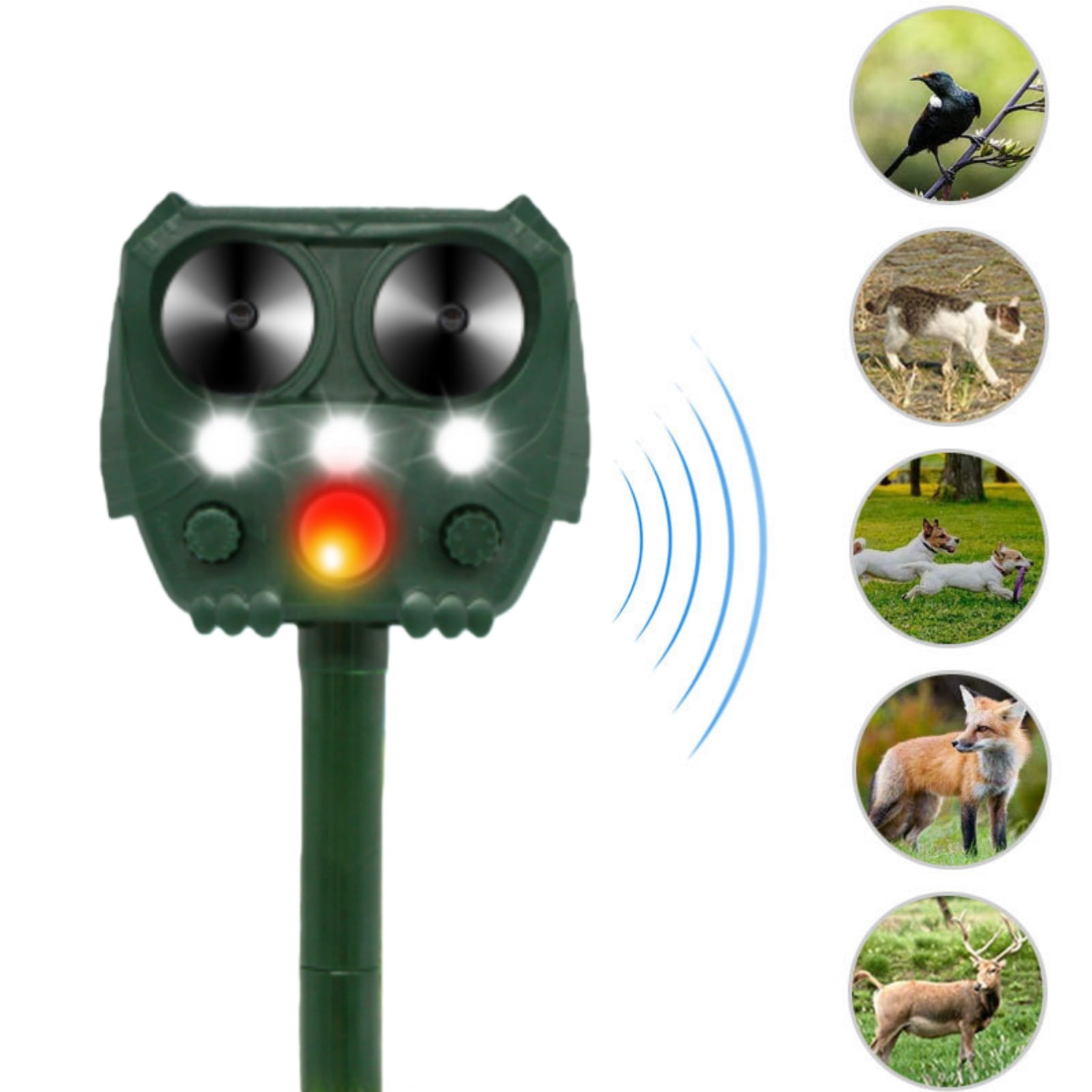 JahyElec Solar Animal Repeller Ultrasonic Animal Repeller Outdoor Cat Deterrent Deer Repellent with Motion Sensor & Led Strobe Light Squirrel Dog Raccoon Rabbit Skunk Repellent for Yard Garden