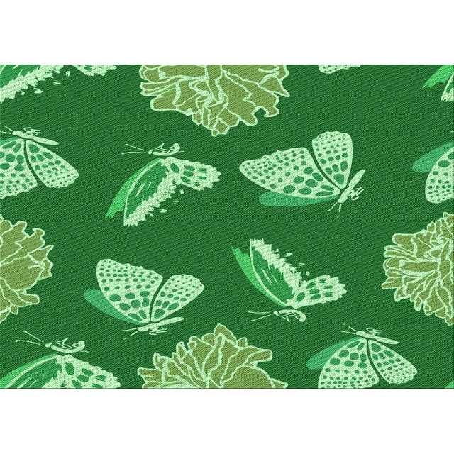 Ahgly Tapis Rectangulaire Lavable en Machine Vert Transitionnel, 4 Pieds x 6 Pieds