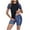 Blue, variant on Atogsazn Women's 2 Piece Rashguard Short Sleeve Swim Shirt Built in Bra Bathing Suit with Boyshorts Bottoms Black S