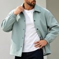 thumbnail image 3 of FRSASU Men's Casual Coach Jacket Snap Button Closure Collared Loose Fit Lightweight Windbreaker Outerwear Mint Green, 3 of 6