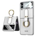 thumbnail image 1 of Z Flip 3 Case with Ring, Allytech Hard Matte PC Back Cover Ultra Thin Shockproof Protective Ring Stand Anti-Drop Build-in Front Glass Cover Case for Samsung Galaxy Z Flip 3 2021, Silver, 1 of 9