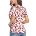 thumbnail image 3 of Vsdgher Red Football Women Shirts V Neck Short Sleeve Tops T-Shirt Basic Tees, S to 3XLSmall, 3 of 5