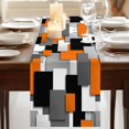thumbnail image 3 of Table Runners 72 Inches Long Dress Scarves, Burnt Orange Black Geometric Farmhouse Kitchen/Dining Table Runner, Coffee Tablerunners, Modern Abstract Art Block 18x72 Inch, 3 of 9