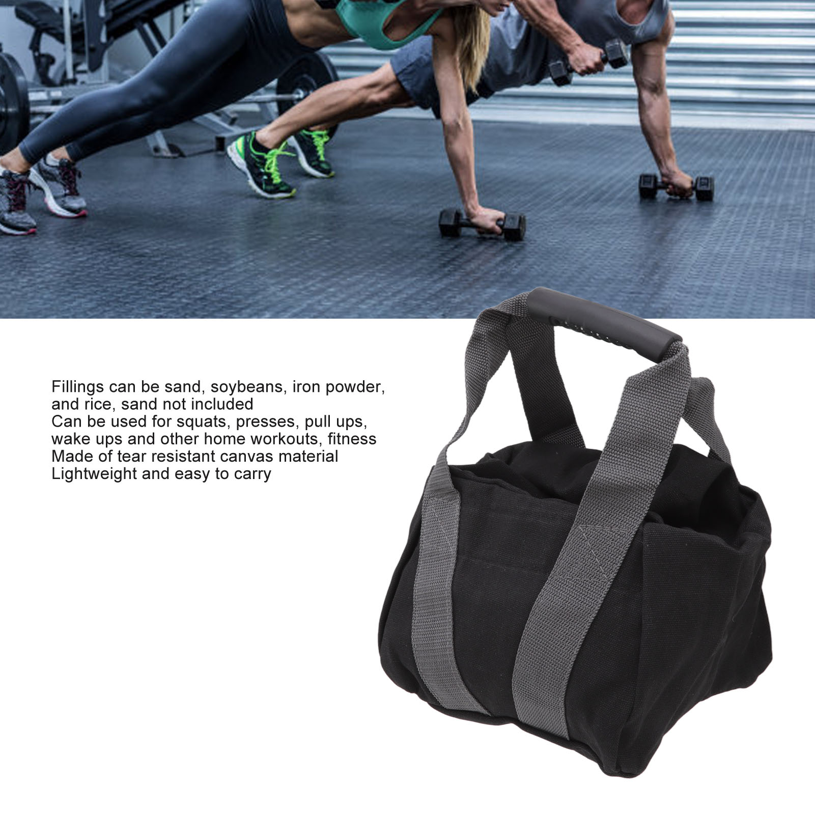 Kettlebell Sandbag, Workout Sandbag 12oz Canvas Ergonomic Handle  For Exercise