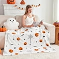 thumbnail image 2 of Soft Cozy Halloween Blanket, Spooky Pumpkin Bat Spider Webs Print White Throws for Couch Bed Home Decoration Gifts, Fuzzy Fleece Halloween Throw Blanket for Kids Adults 50"x60" (White), 2 of 6