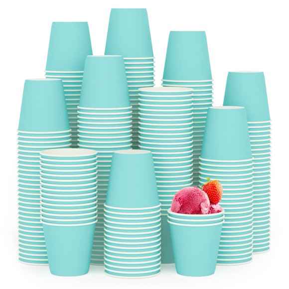 Turbo Bee 300Pack 3 oz Sky Blue Paper Mouthwash Cups, Small Disposable Bathroom Cups for Home, Picnic, Travel and Event