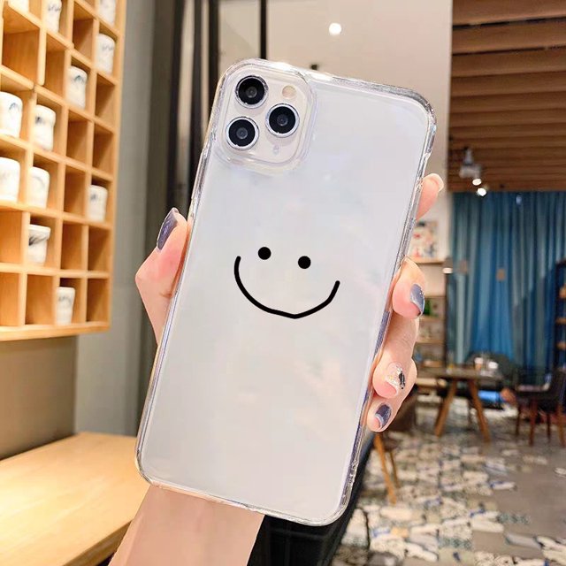 Gykz Funda De Teléfono Transparente De Sonrisa Simple Para Iphone 14 13 7 Xs Max 11 Pro 12 Mini Se2 6 Xr X 8 Plus Silicona Suave De Dibujos Animados Animación Tpu Carcasa Gao Jiahui unisex