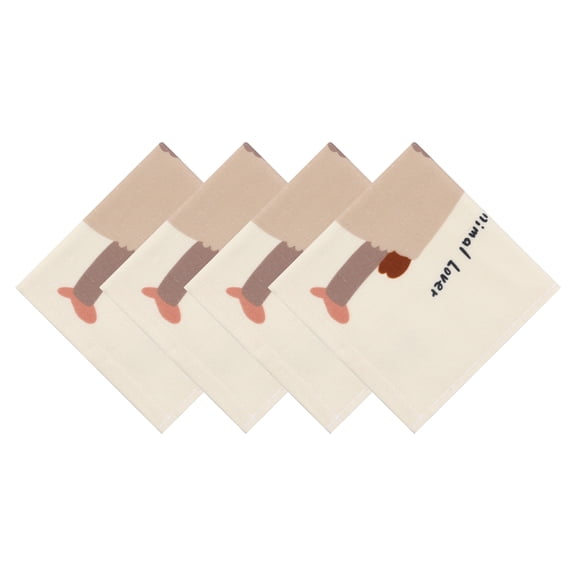 Unique Bargains 4Pcs Cartoon Cotton Soft Absorbent Face Cloths Beige-1 13" x 13"
