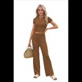 thumbnail image 2 of Conjunto Deportivo de Verano para Mujer, de Corta y Bloques de Color, con Pantalones Ajustados, A Juego, para Estar en Casa, 2025 Color Café S, 2 of 8