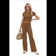 thumbnail image 2 of Conjunto Deportivo de Verano para Mujer, de Corta y Bloques de Color, con Pantalones Ajustados, A Juego, para Estar en Casa, 2025 Color Café S, 2 of 8