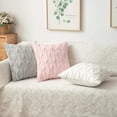 thumbnail image 5 of Pack of 2 Faux Wool Throw Pillow Covers 18x18 Inches Soft Couch Cushion Cover with Velvet Decorative Cushion Cover for Living Room, Bedroom,Car,Office (Light Grey), 5 of 14