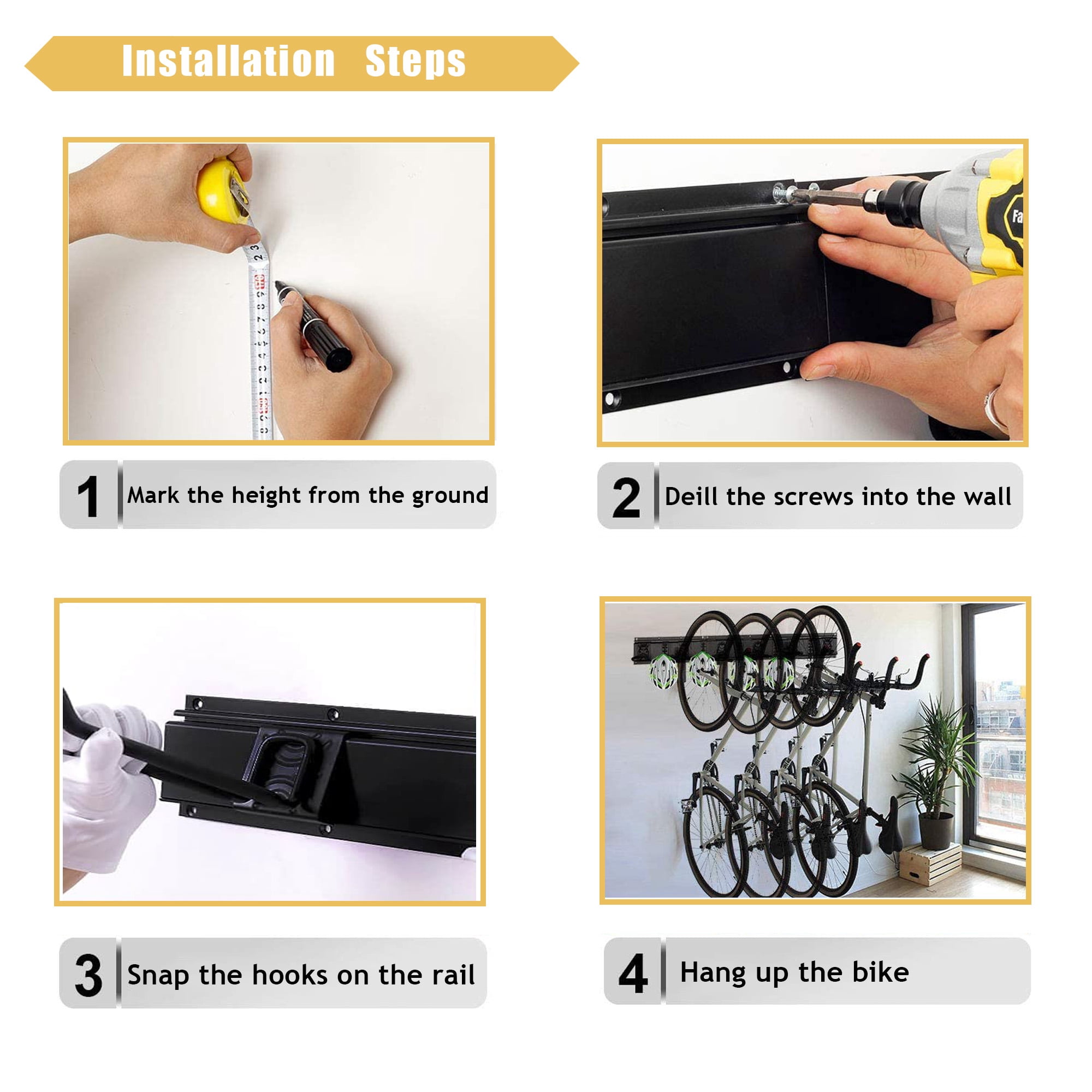 BreezyLife Bike Storage Rack Wall Mount Garage Hanger for 6 Bicycles & 3 Helmets