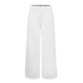 thumbnail image 4 of Pants for Women Drawstring Elastic-Waist Pocket Solid Color Baggy Wide-Leg Pants Casual Pants,Sweatpants for Women White XL, 4 of 6