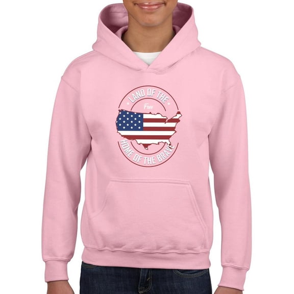 Land Of Free Home Of Brave Hoodie Juniors -Image by Shutterstock, Medium
