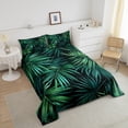 thumbnail image 4 of Erosebridal Ensembles de Couette Feuilles de Palmier Format Double, Couettes et Duvets Plantes Tropicales, Réversible, 4 of 7